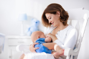 Mom breastfeeding baby